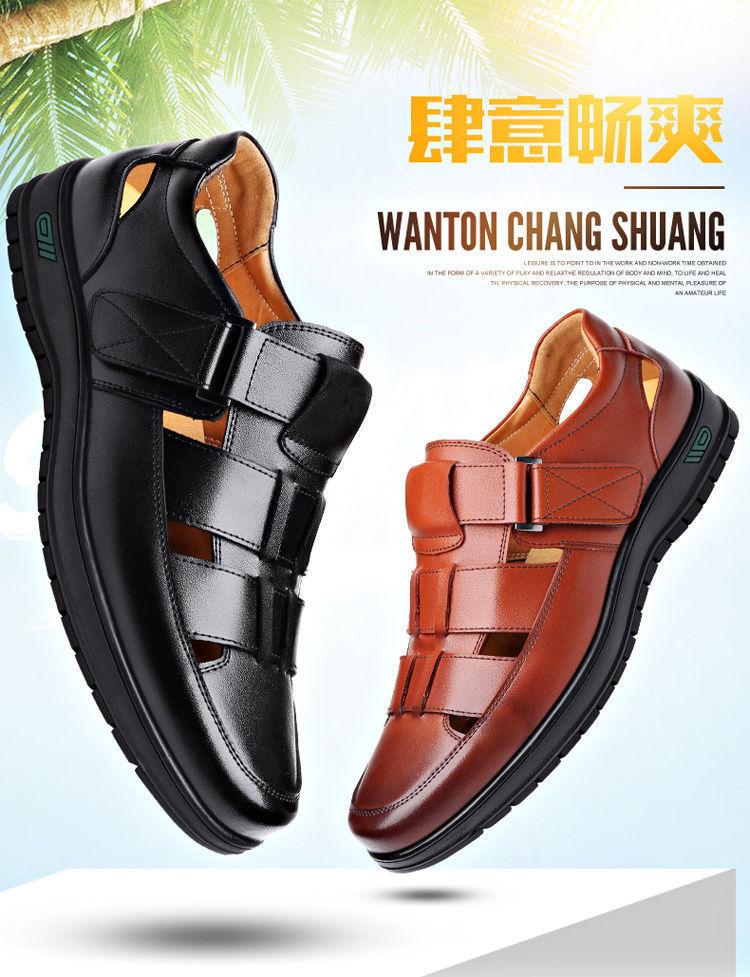 Leather Summer New Hollow Leather Shoes Men's Casual Hole Shoes Cool Leather Shoes