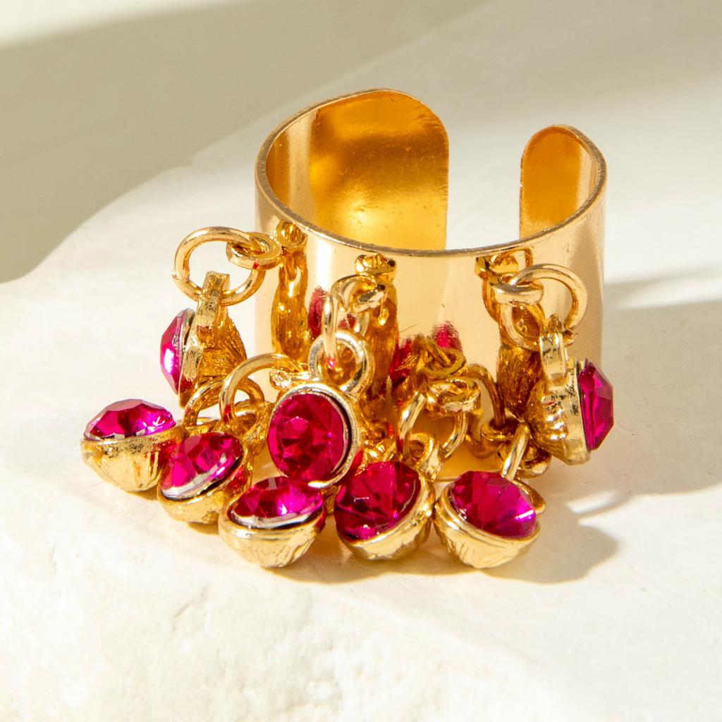 Accessories, Bohemian Pearl Fringed Exaggerated Retro Ring, Metal Open Ring
