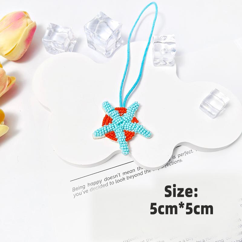 3D Ocean Theme Patches Handmade Rhinestone Beaded Patches with Hanging Rope Crystal Bag Lanyard Patch Beading Applique