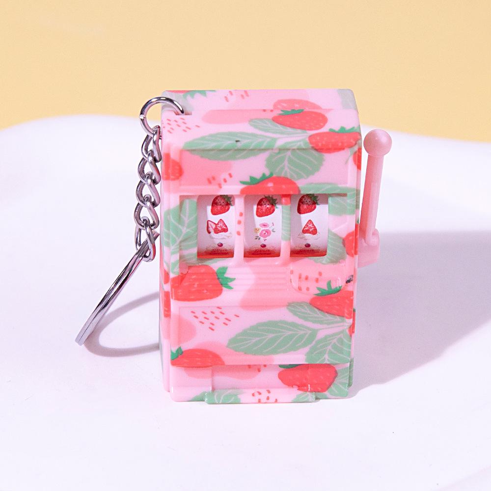 Retro Joystick Fruit Machine Keychain: Playable Spin Wheel Pendant Toy