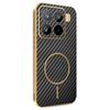 For Xiaomi 15 Pro Phone Case Carbon Fiber Textured Electroplated TPU Back Cover
