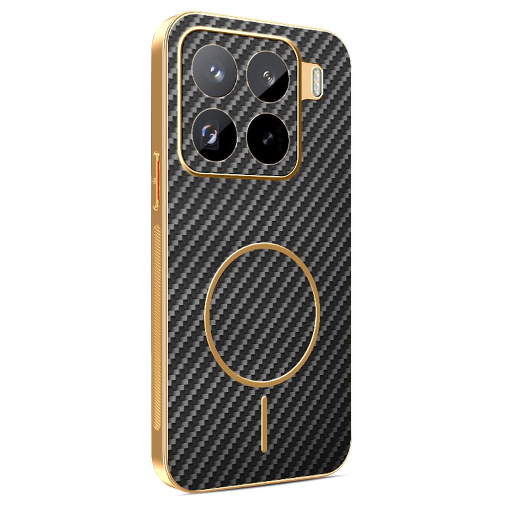 For Xiaomi 15 Pro Phone Case Carbon Fiber Textured Electroplated TPU Back Cover
