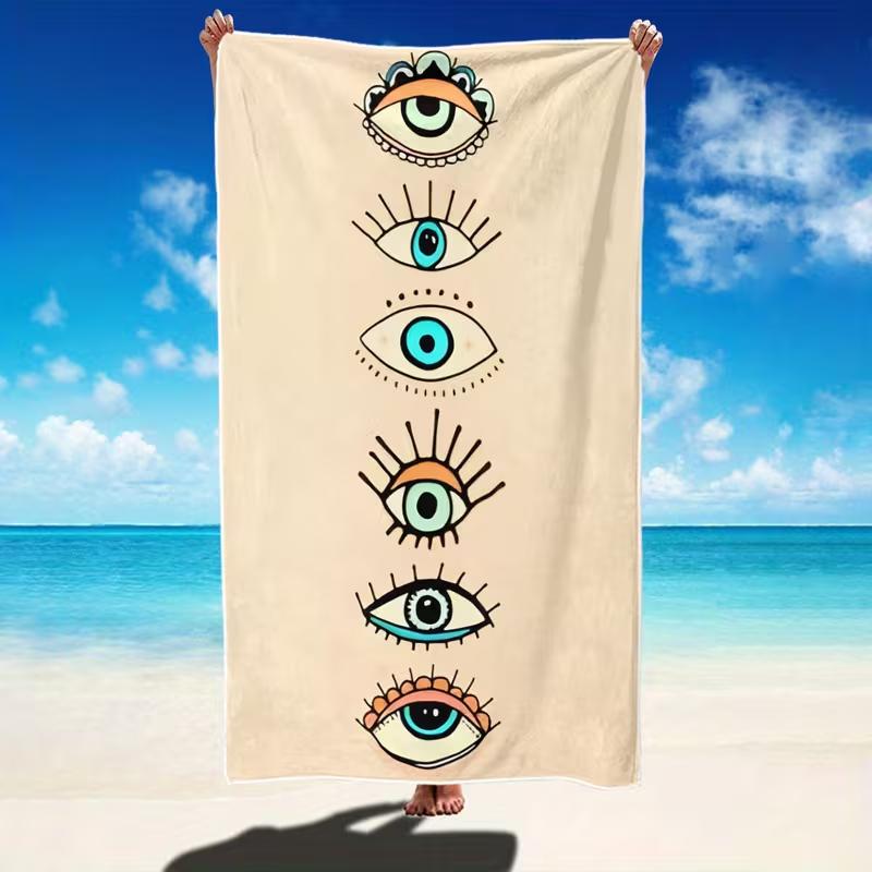 Modern Minimalist Augenprint Strandtuch Boho Abstrakte Augenkunst Schnelltrocknend Sandfest Saugfähiges Handtuch für Strand Reisen Urlaub