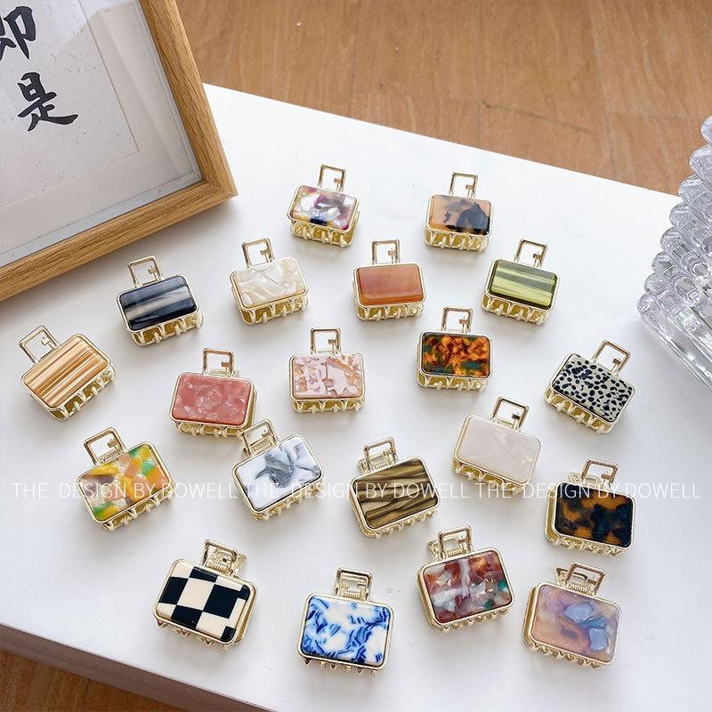 Elegant Vintage Square Hair Clip For Women Acetate Alloy Hairpin In Assorted Colors Trendy Geometric Hair Accessory