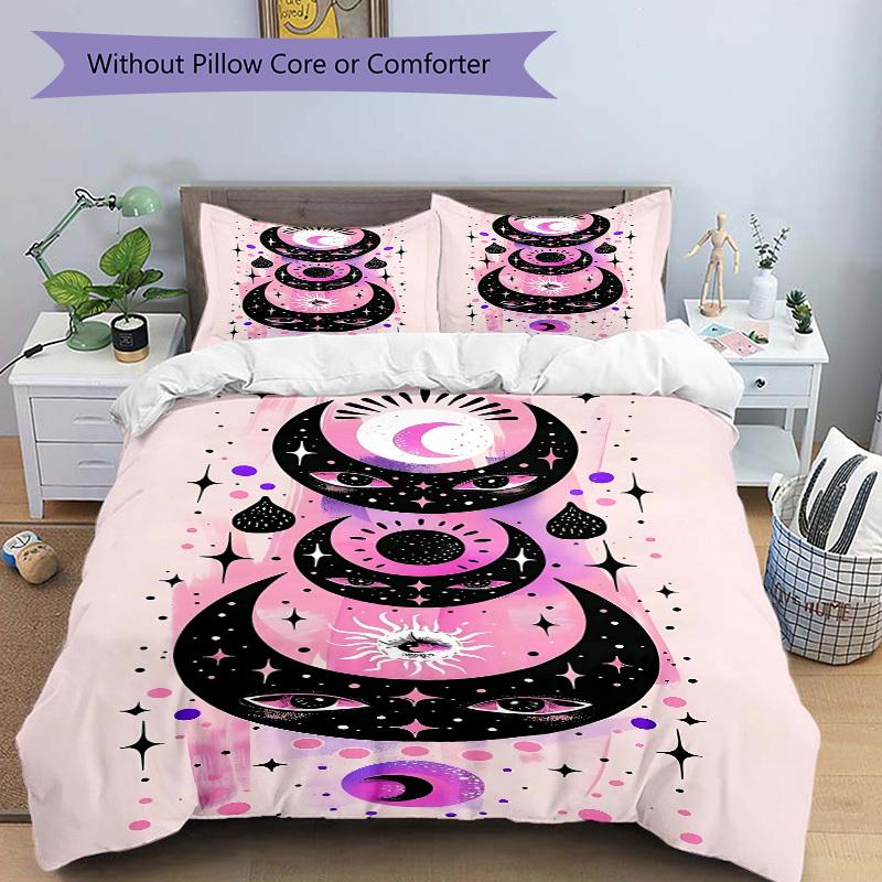 3pcs Moon Eyes Bedding Set, Includes Without Pillow Inserts, Soft Comfortable Bedding Set,All-Season Use a0924081