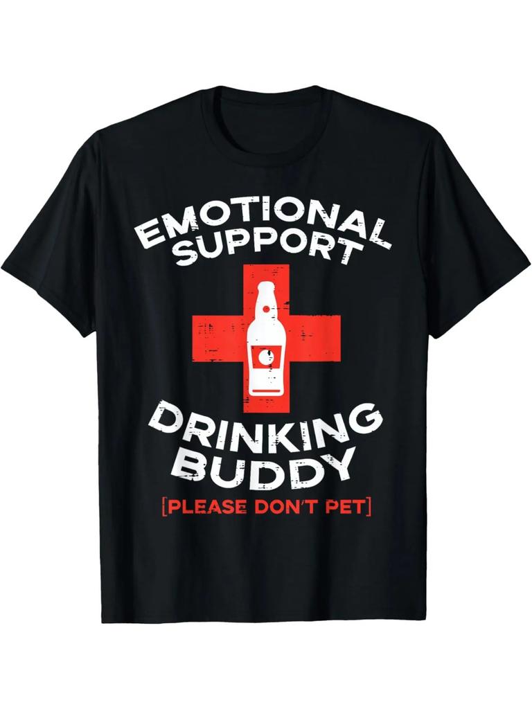 Emotional Support Drinking Buddy Beer Graphic TShirt Funny Gift Casual Cotton Tee
