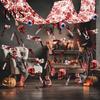 Haunted House Scary Props Halloween Bleeding Body Parts Hanging Decor, Creepy Eyeball Skeleton Foldable Horror Party Favors Door Curtain for