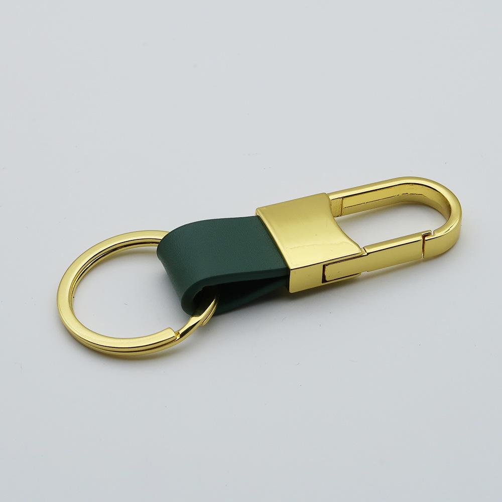 Men's Genuine Leather Car Keychain with Zinc Alloy Waist Clip and Customizable Laser Logo