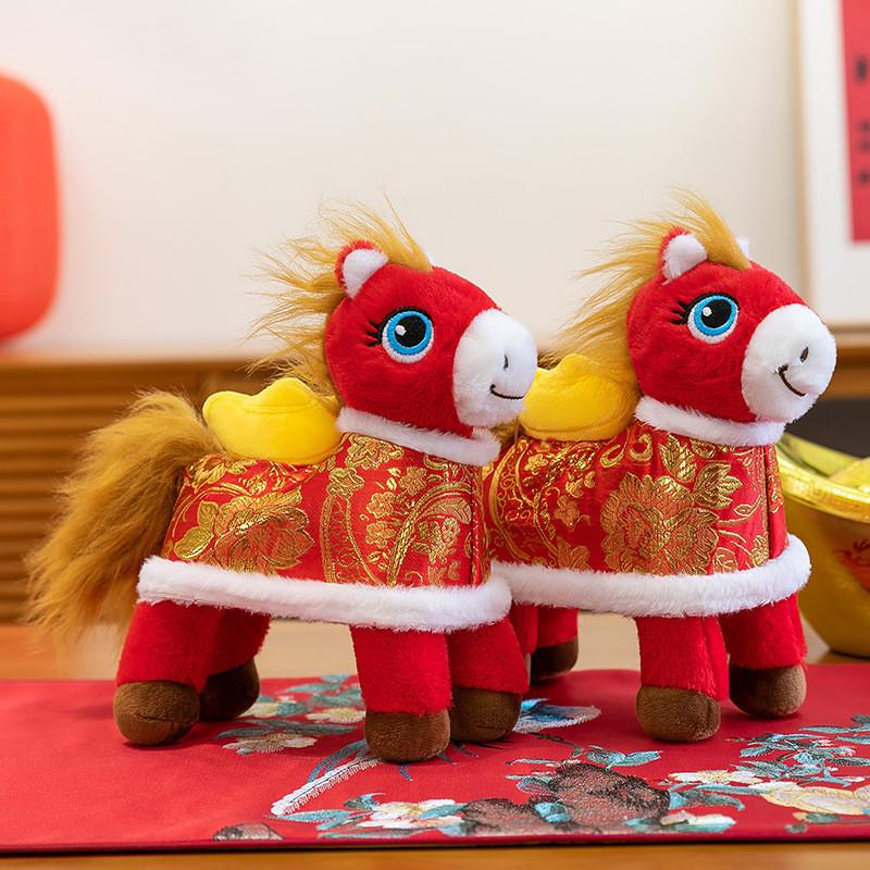 Plush Horse Toy With Traditional Tang Suit For Lunar New Year Decor And Gift