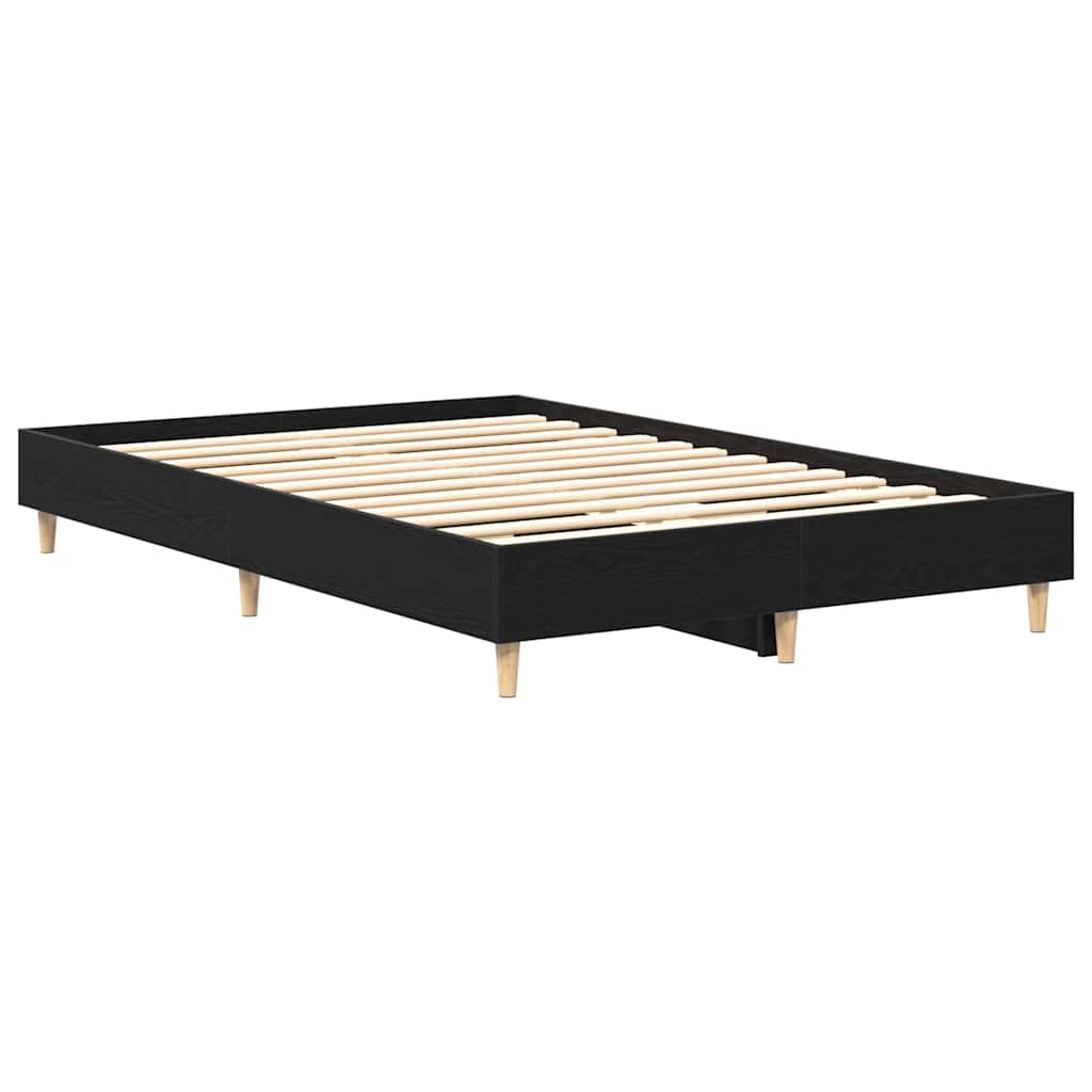 Bed Frame Black Oak Effect 193 X 143 X 25 Cm Engineered Wood