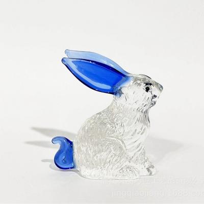 Ornament Handmade Rabbit Glass Figurines Sculpture Figure Glass Crystal Glass Rabbit Statue Miniature Decor Bunny Statue Crystal