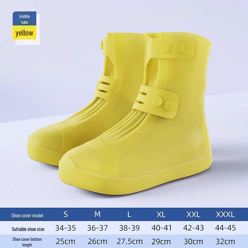 Waterproof Non-Slip Rain Boots: Thickened Silicone Shoe Covers for Men, Women, and Kids - Wear-Resistant, High-Top Design for Rainy Days.