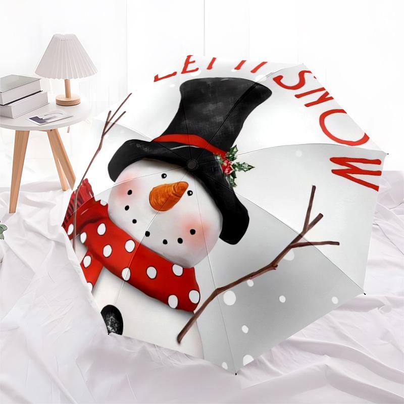 1pc Snowman Winter Holiday Decoration Umbrella with Plastic Handle,Suitable for All Seasons Home Travel Outdoor UmbrellaDD570