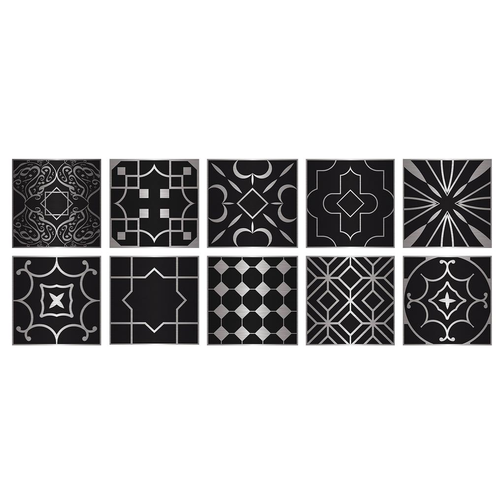 Brushed Silver Foil Tile Sticker Self-Adhesive Kitchen Wall Sticker Metal Texture Creative Tile Wallpaper Mosaic Wall Sticker