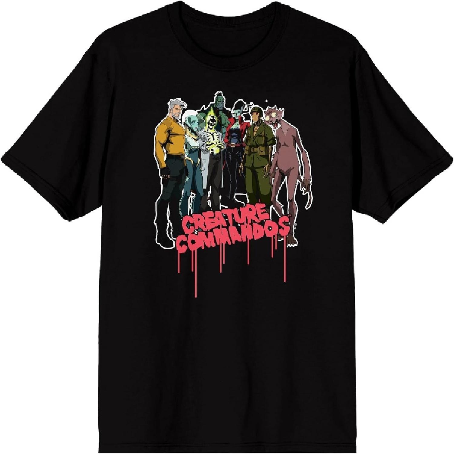 

Creature Commandos Character Line Up Adult Black Crew Neck Short Sleeve T-Shirt S