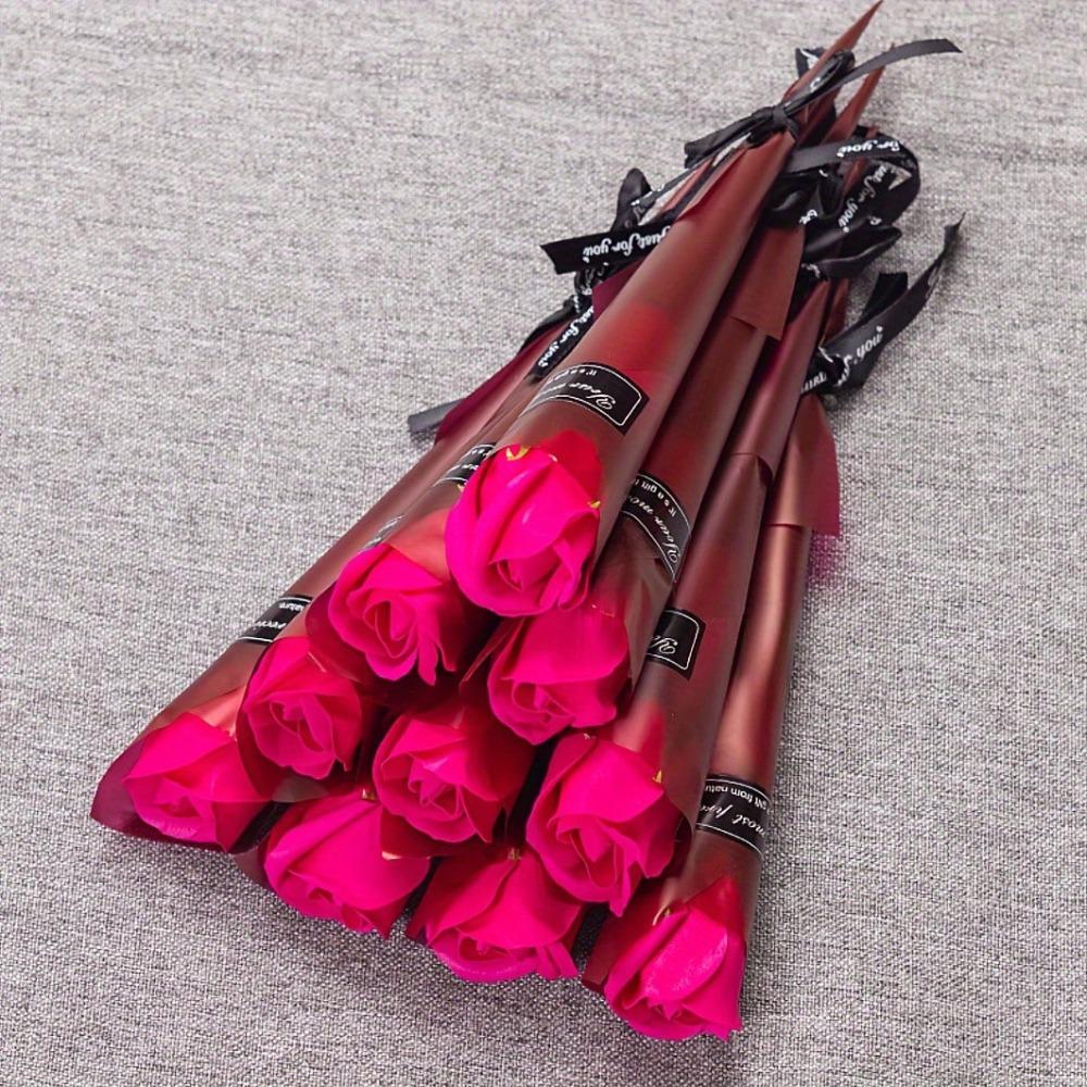 10PCS 6 Colors Rose Bouquet Red Artificial Flower Romantic Wedding Bouquet  Home Decorations