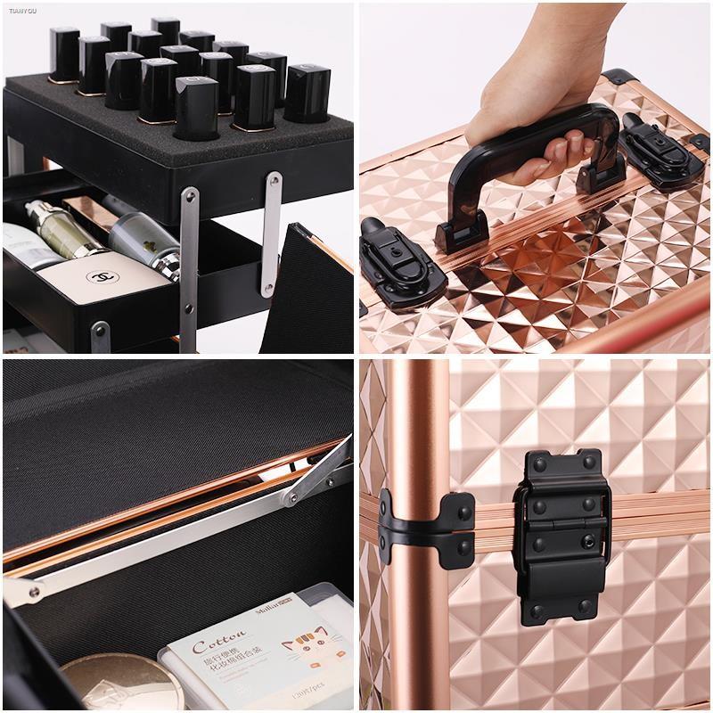 Large Capacity Cosmetic Case Trolley Portable Eyelash Nail Art and Tattoo Embroidery Toolbox Multi-layer Trolley Box