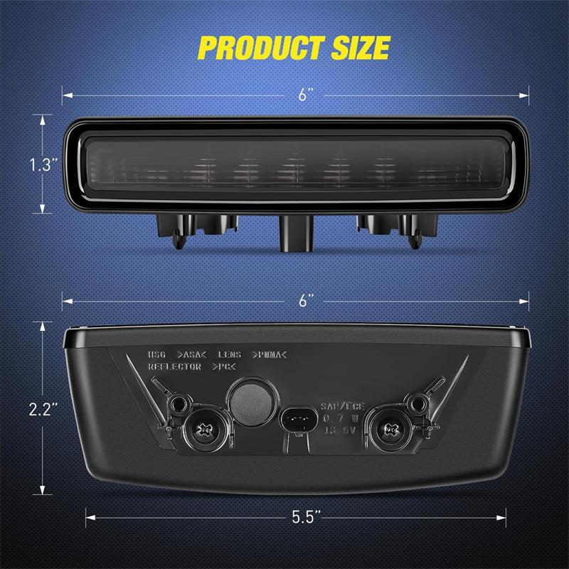 Led 3Rd Brake Light For Jeep Wrangler Jl 2018-2024 Rear High Mount Stop Light Brake Lamp Smoked Lens