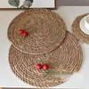 2026 New Pot Mats Handwoven Rattan Placemats Round Heat Insulation Mats Natural Woven Table Mats For Dining Home Wedding Decor