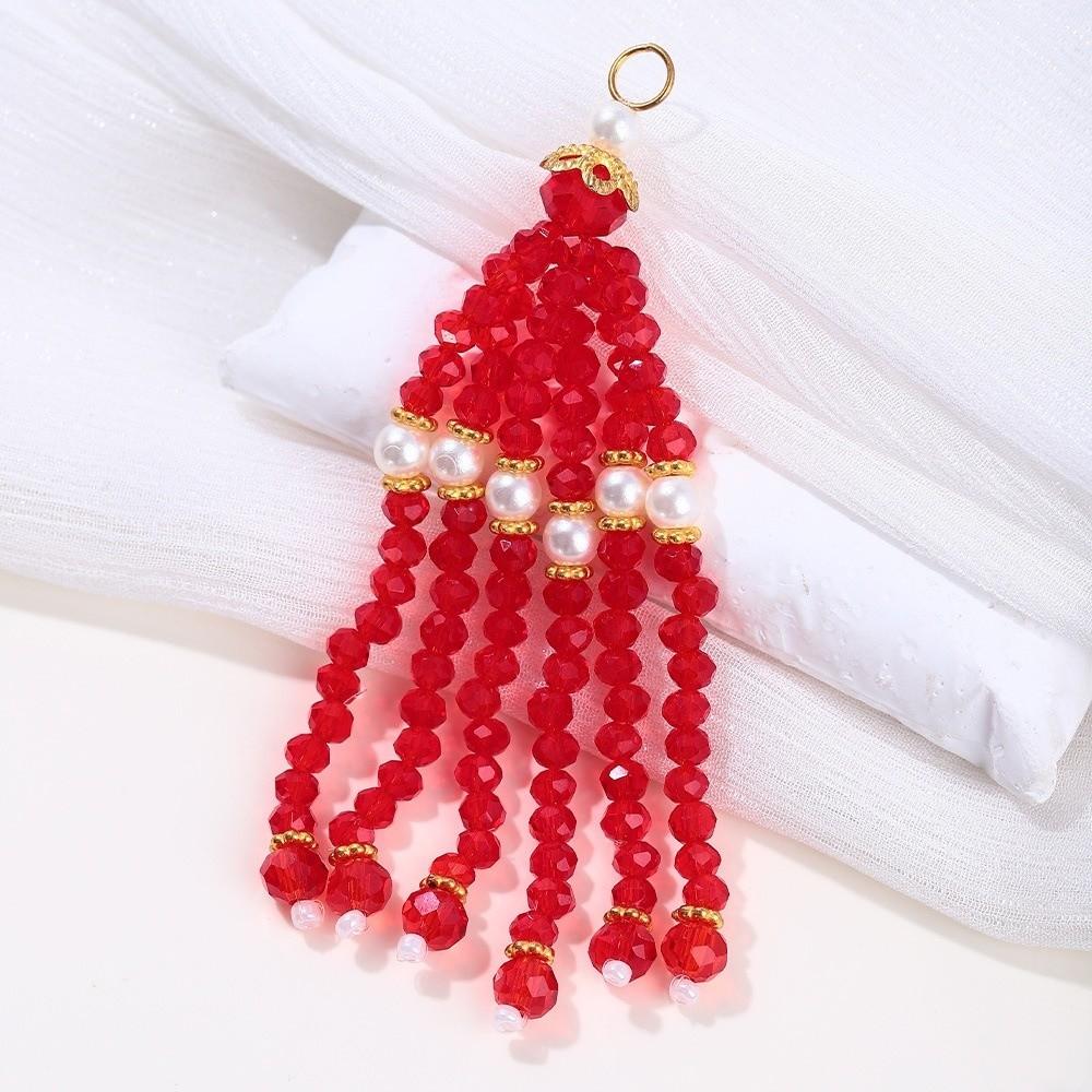 Medium Length Crystal Bead Tassel Handmade Multi-Color Bead Fringe Tassel Rice Bead Handmade Tassel Accessories Hanfu Bracelet красный