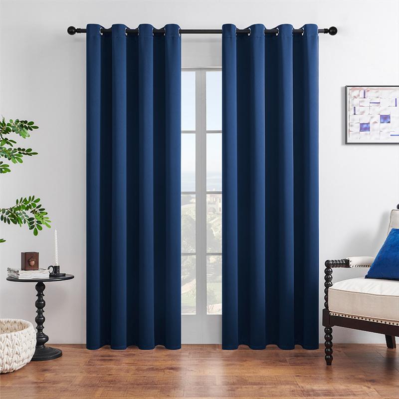 High Density Fabric 100% Blackout Curtains Thermal Insulated Sunproof Drapes with Grommet Top Bedroom Living Room Decor