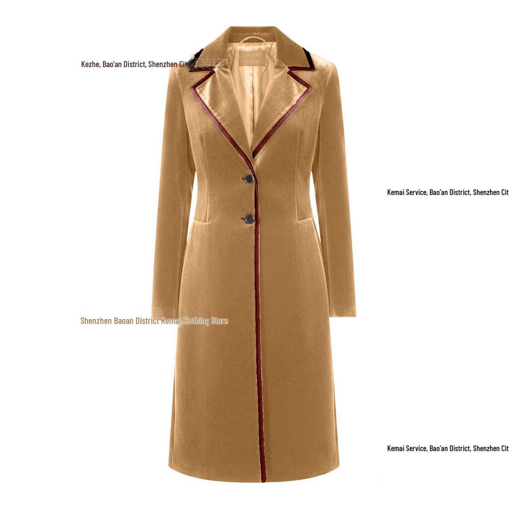 European Mid-length Velvet Trench Coat - 2025 Autumn/Winter Fashion, Elegant Women's Jacket