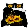 Queen Bettwäsche-Set Gelbe Sonnenblume Winter Bettbezug Set Kissenbezug Ropa De Cama King Size Schlafzimmer-Set Bettwäsche 3-teiliges Bett-Set