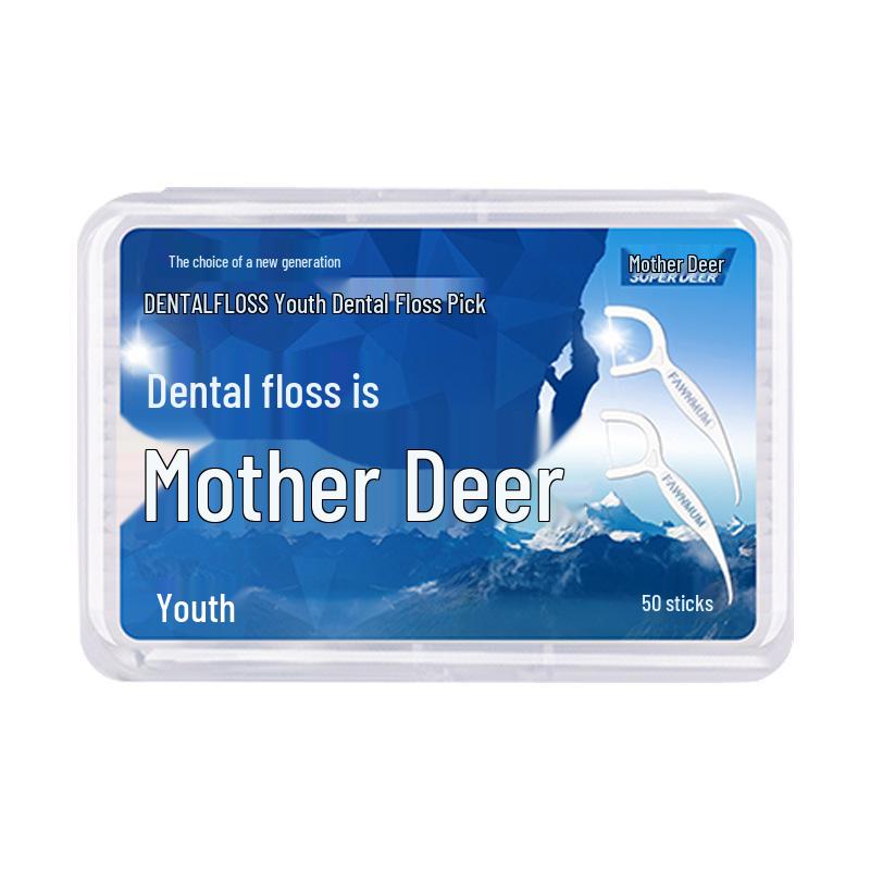 Little Deer Mom Dental Floss Picks: Portable Family Pack, 200 Disposable Sticks