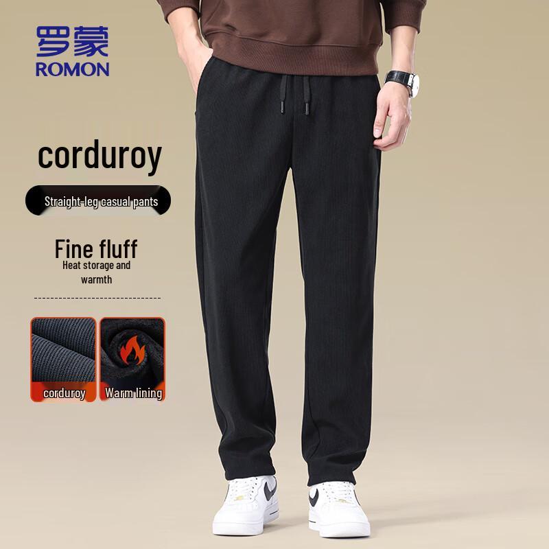 ROMON Men's Straight-Fit Thick Corduroy Casual Pants