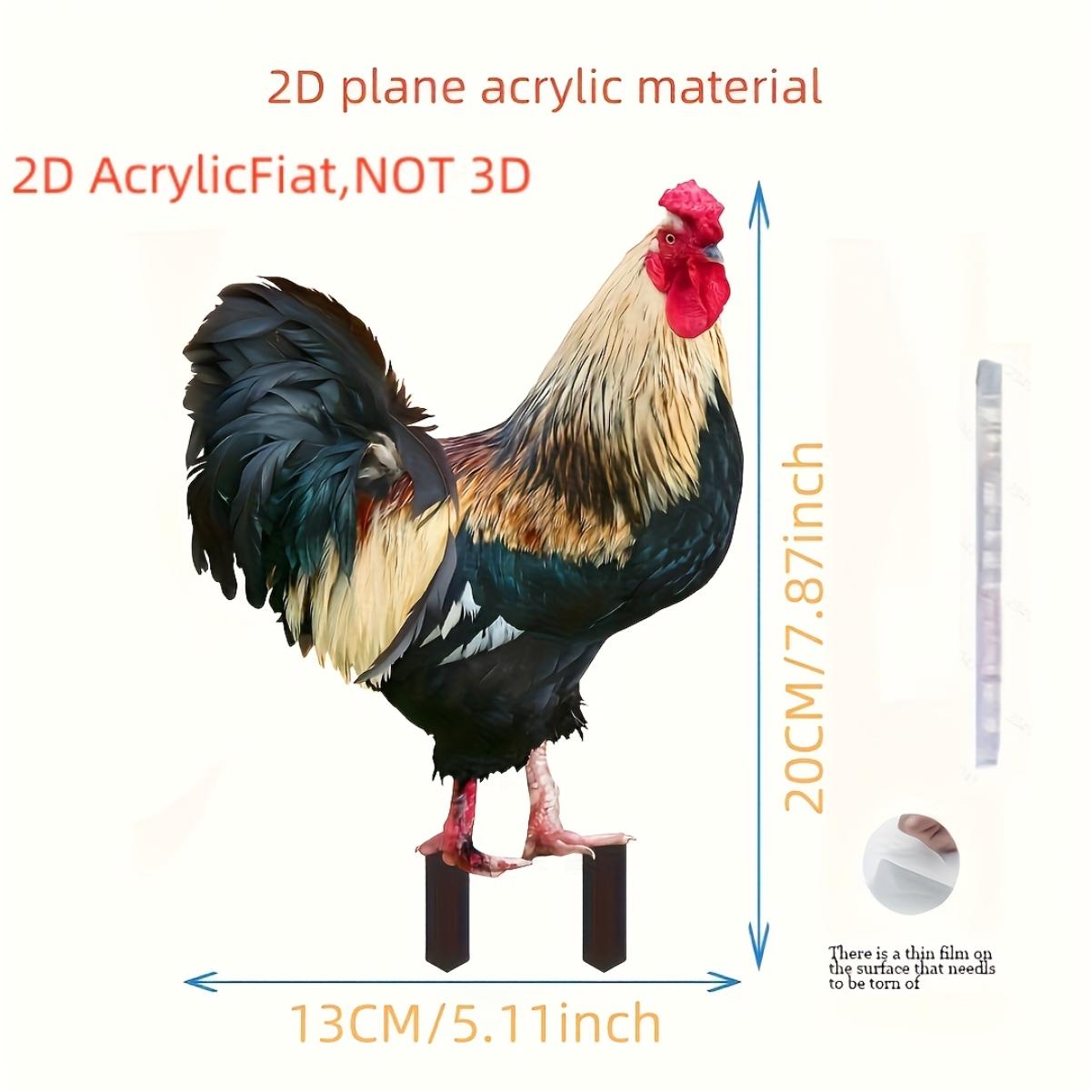 Яркий Петух, Акриловый Садовый Колышек, 2D Милое Животное, Декор для Улицы, Газона, Патио, Фермы и Заднего Двора 1