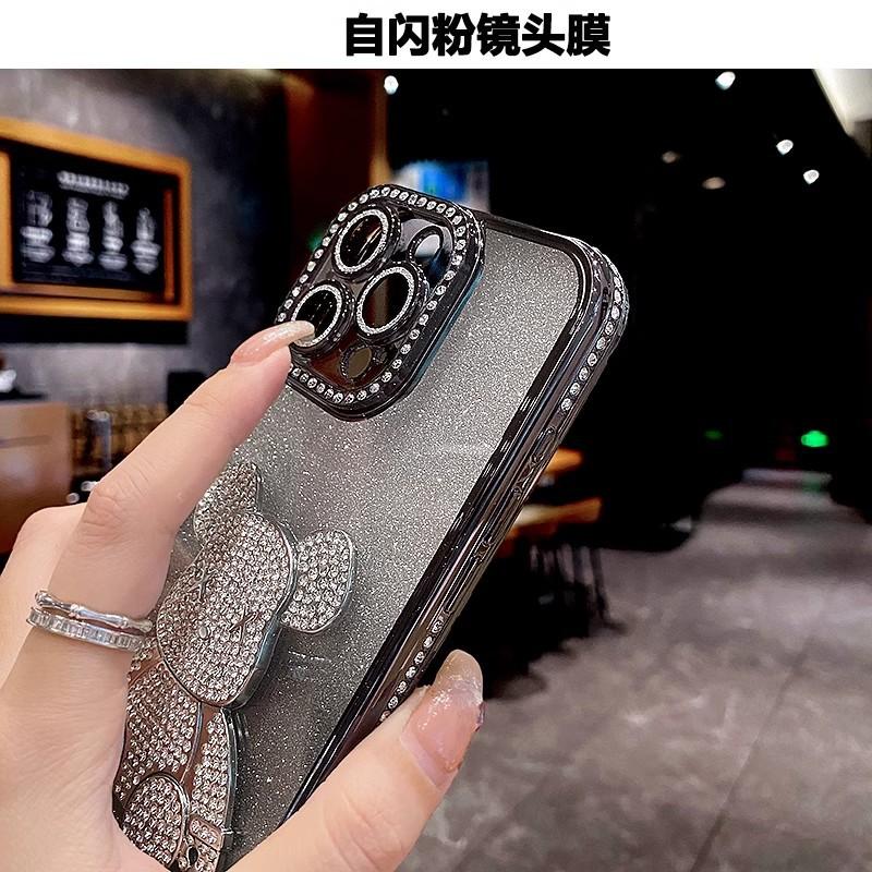 Applicable to iPhone18Pro mobile phone case gradual change glitter electroplating rhinestone Apple 14 flash diamond violent bear protective case