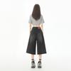 Women's American Retro High Waist Seven-Point Denim Shorts - Spring/Summer 2026, Slimming Wide-Leg Mid-Length Design.