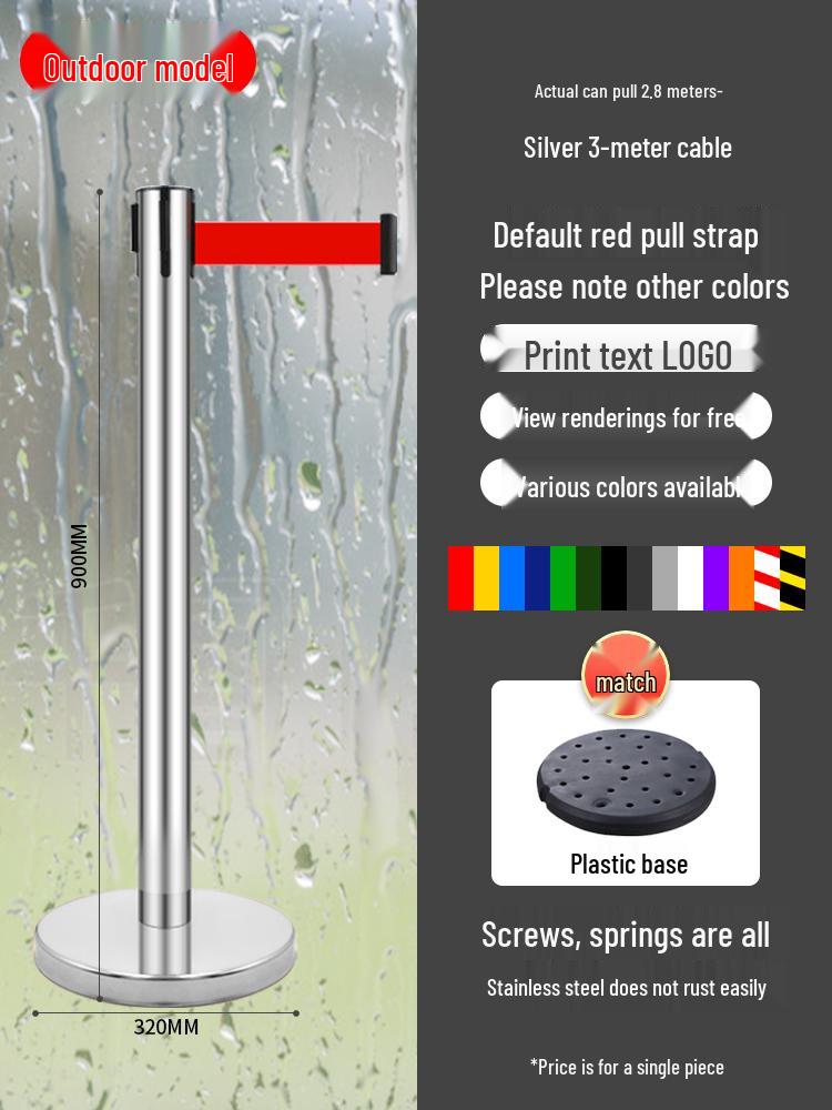 Retractable Queue Barrier Post with Belt