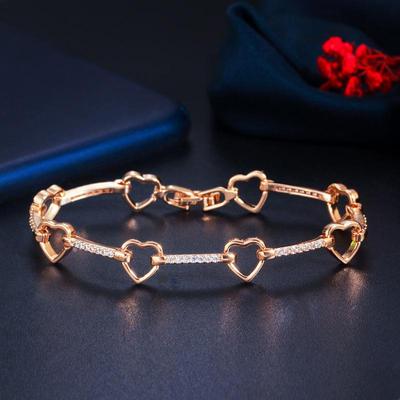 Βραχιόλι βραχιόλι WWJ Hollow Carved Love Heart Shape Link βραχιόλι