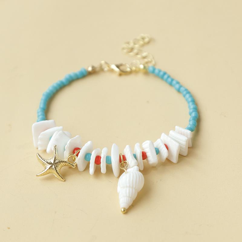 Handmade Seashell & Crushed Stone Bracelet with Lobster Clasp - Perfect Summer Travel Souvenir