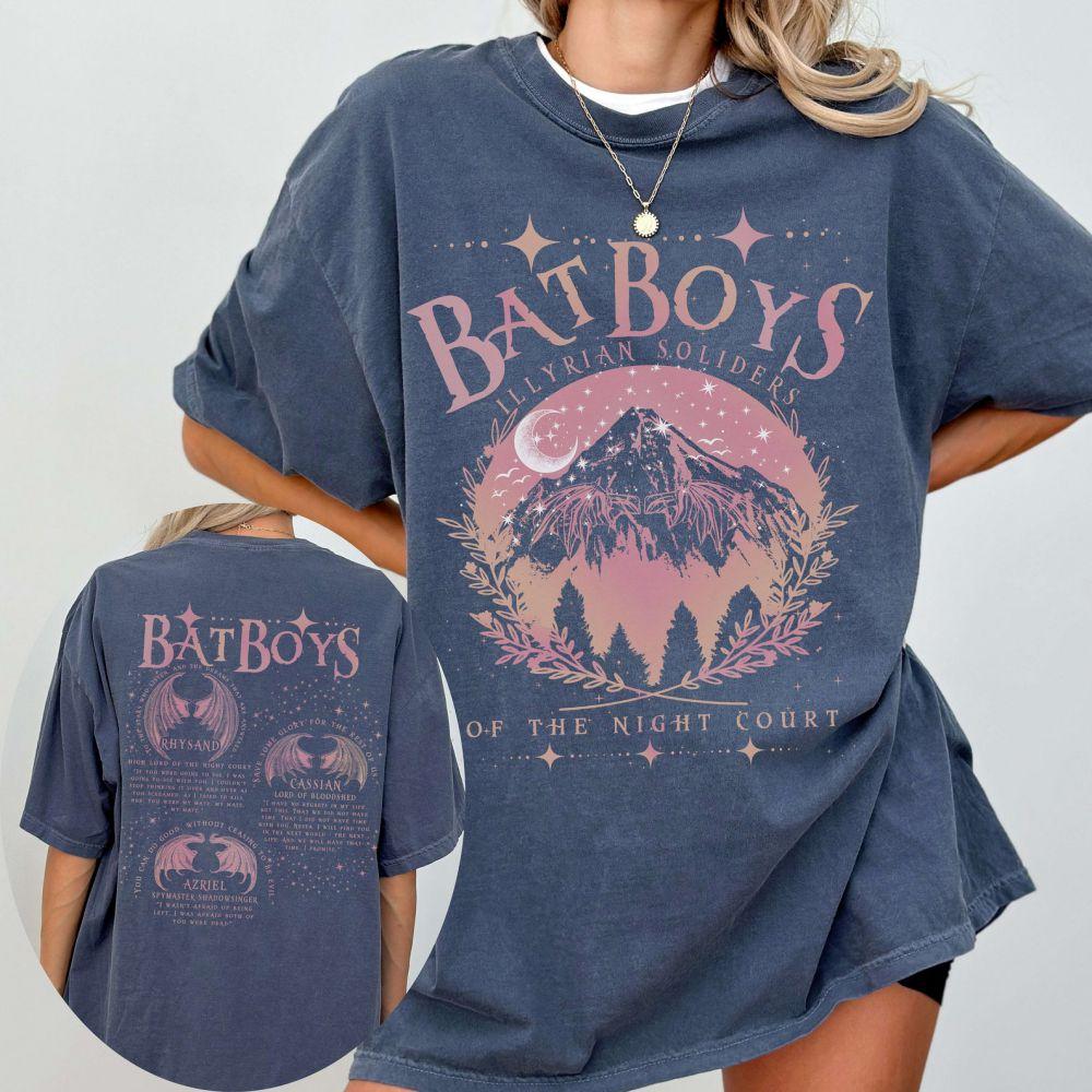 ACOTAR Bat Boys Skjorta Sarah J Maas Bok Pojkvän Nattens Hovi 100% Bomull Lös Retro Skjorta Unisex T-shirt Fantasy Kläder Y2K Topp