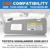 Car Sun Visor Fit For Toyota Highlander 2008-2013 with Vanity Mirror Cover Plate for Blocking Sunlight 74320-48500-B0