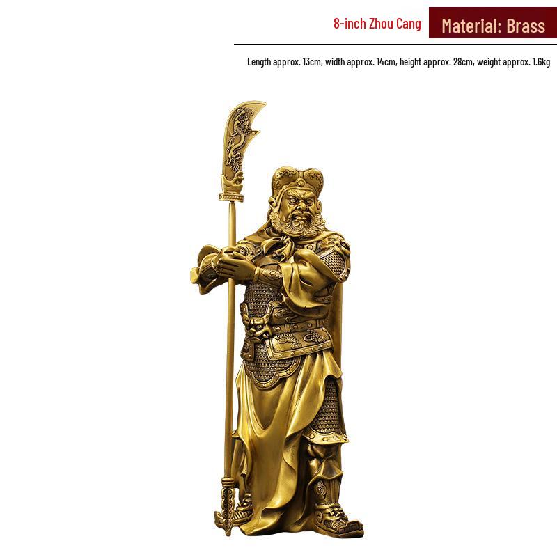 Zhou Cang & Guan Ping Brass-Bronze Statue: Guan Yu Ornament for Home, Office, or Shop Decor