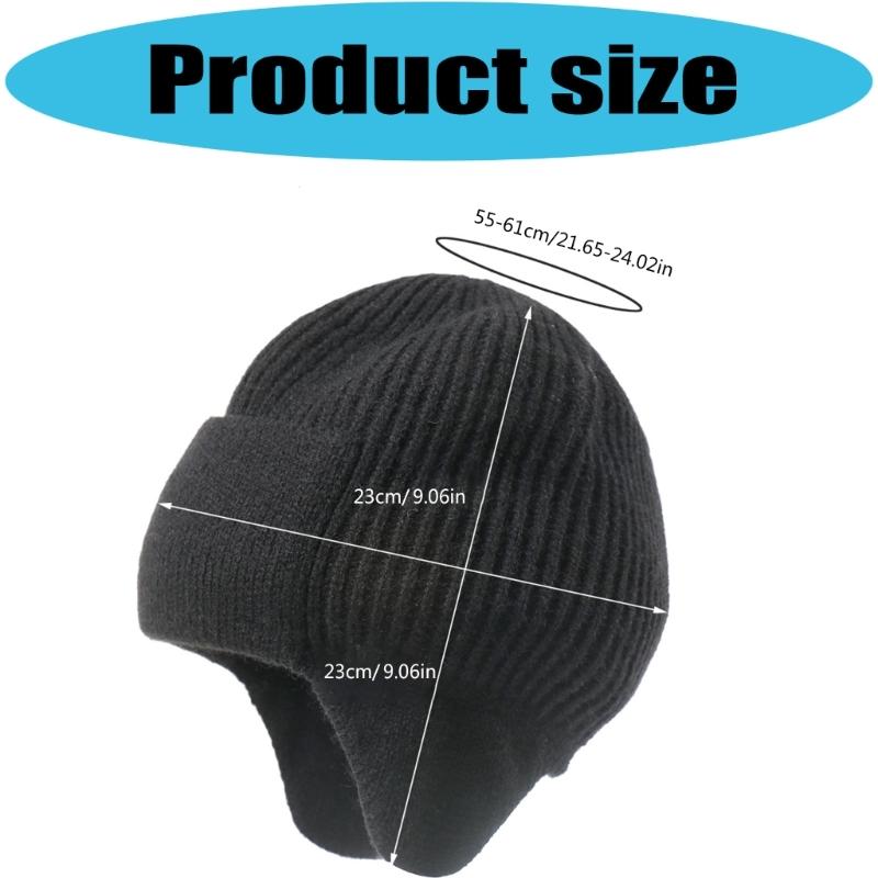 Knit Brimless With Solid Color Earflaps Design Soft Acrylic Winter Pullover Hat For Unisex Adults Teens Daily Cycling Wear