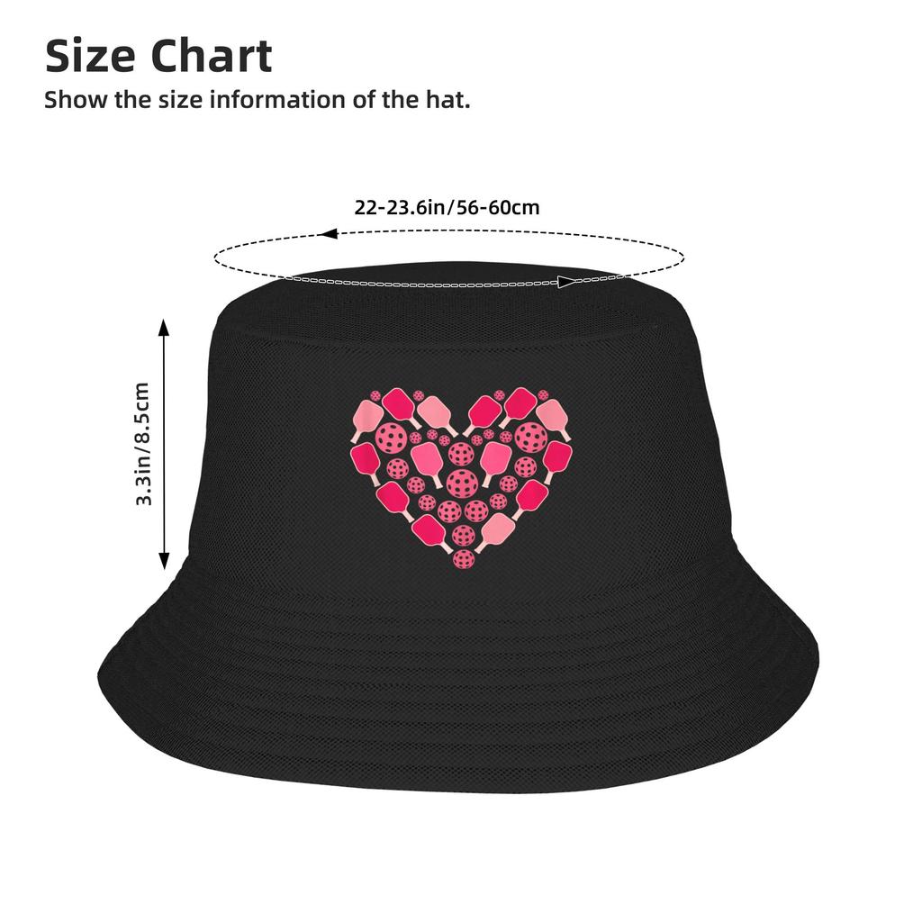 Pickleball Heart Valentine's Day Pickleball Lover Bucket Hat Hawaii Fisherman Caps Portable Hunting Sun Hats For Men Vintage Cap