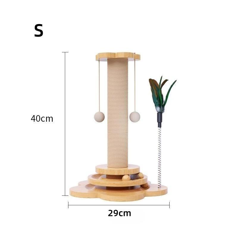 40/46cm Pet Cat Toy Solid Wood Cat Turntable Funny Cat Stick  Balls Durable Sisal Scratching Board Cat Supplies Cat Grab Column