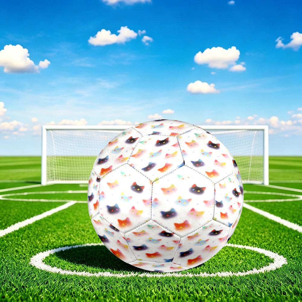 1pc Colorful Cats Theme Soccer Ball Football, Size 5, Lightweight PVC, Outdoor Training Soccer Ball,Gift C65110