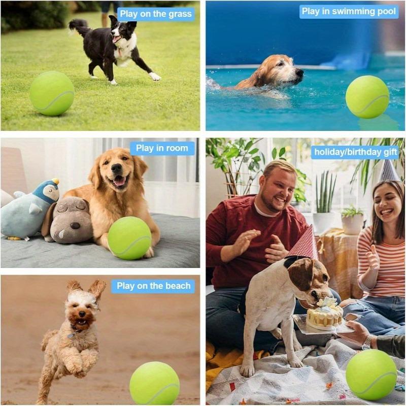 9.5 Inch Large Inflatable Giant Tennis Ball - Durable Pet Chew Toy, for Dogs Chasing Interactive Play Games, Pet Supplies