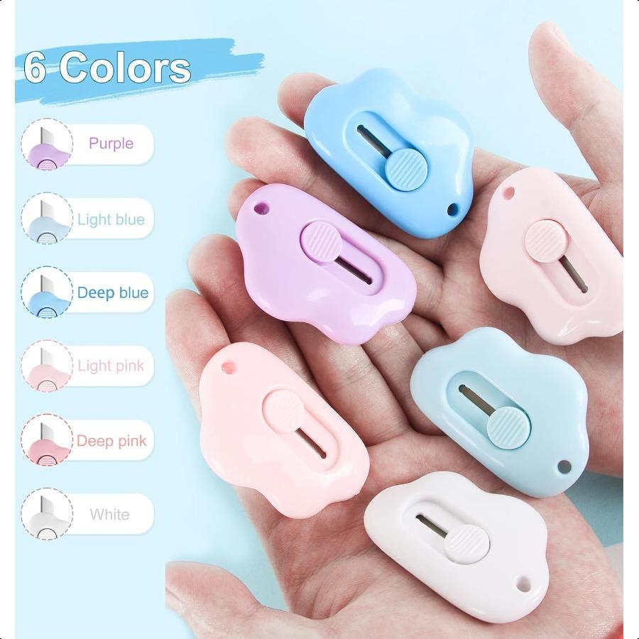 6-teiliges Mini-Boxmesser Wolken-Boxmesser Brieföffner Kartonöffner Geeignet für Büro, Zuhause, Schule, Schreibwaren, DIY-Basteln;