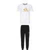 Taekwondo Round Neck Pullover Simple Short Sleeve T-Shirt Striped Fashion Long Pants Casual Sports Suit ADICLTSPSTK-WG+TR30P1T-BG