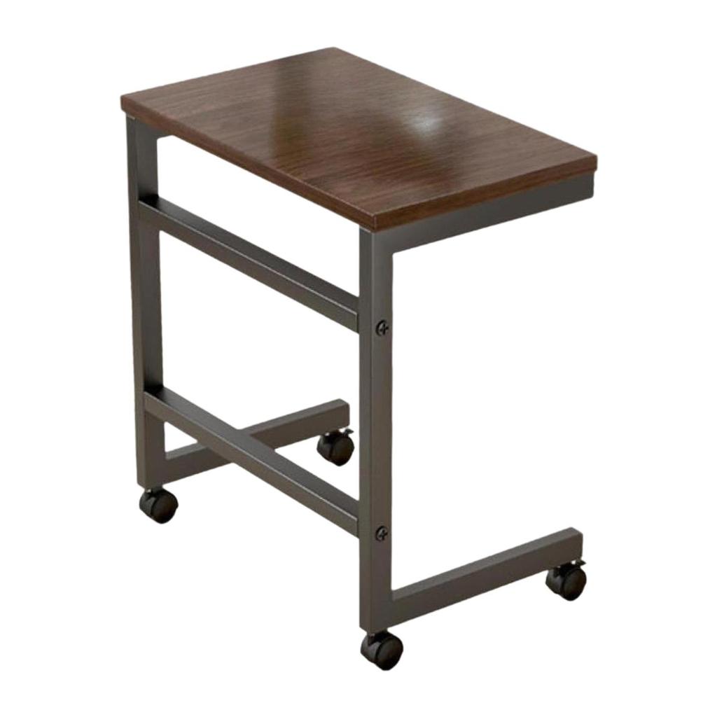 End Table Furniture Practical C Shaped TV Tray for Bedside Small Space Proch Brown