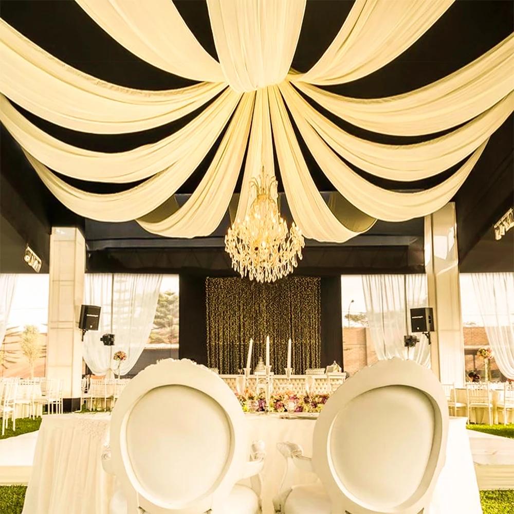 

Белые Потолочные Шторы Ткань для Украшения Свадебной Арки Прозрачные Тюлевые Шторы для Свадебной Церемонии Дня Рождения 75x300CM бежевый