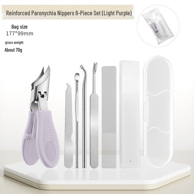 6-Piece Nail Care Set: Oblique Nail Clippers, Nail Scissors, Ingrown Nail Cuticle Nippers, Large Opening Clippers