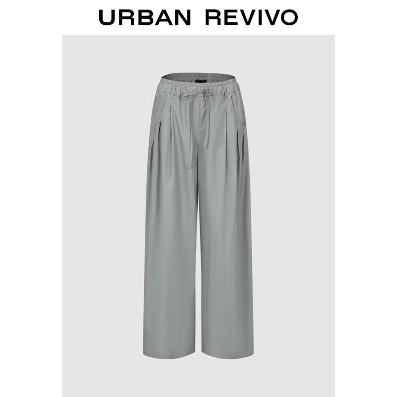 Women s Trendy Solid Color Pleated Wide-Leg Pants M