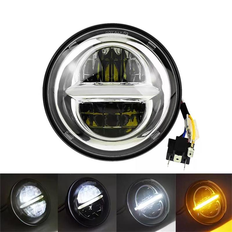 A44Z-Retro Motorcycle 5.75 Inch LED Headlight Headlamp For Headlight Daytime Turn Signal Modification Light